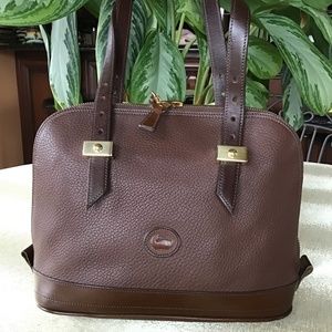 Dooney and Bourke Vintage Brown Leather Dome Tote Shoulder Bag  Zip Satchel